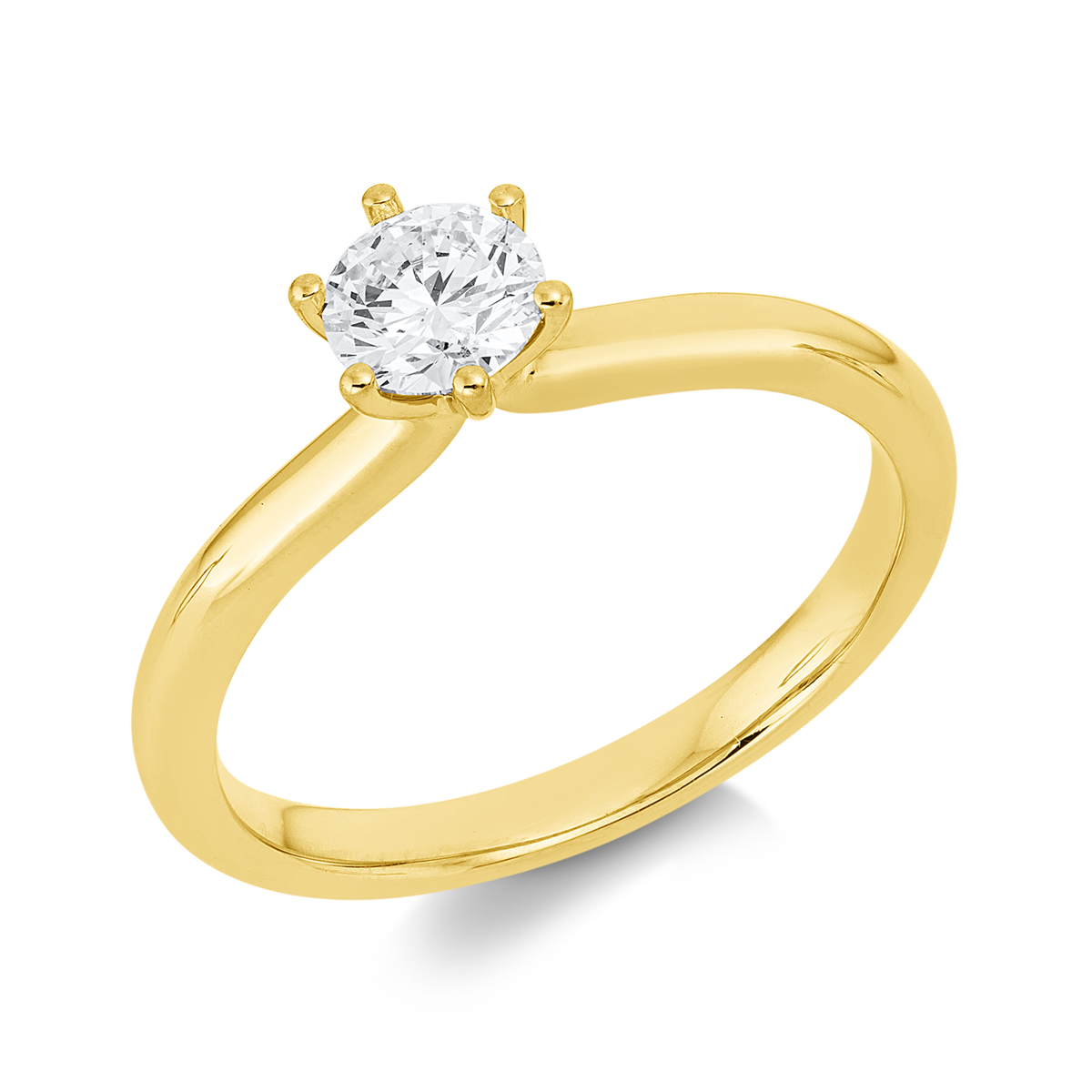 Solitaire Ring 6er-Krappe 18kt Gelbgold GIA1549696374 mit 0,50ct Diamanten