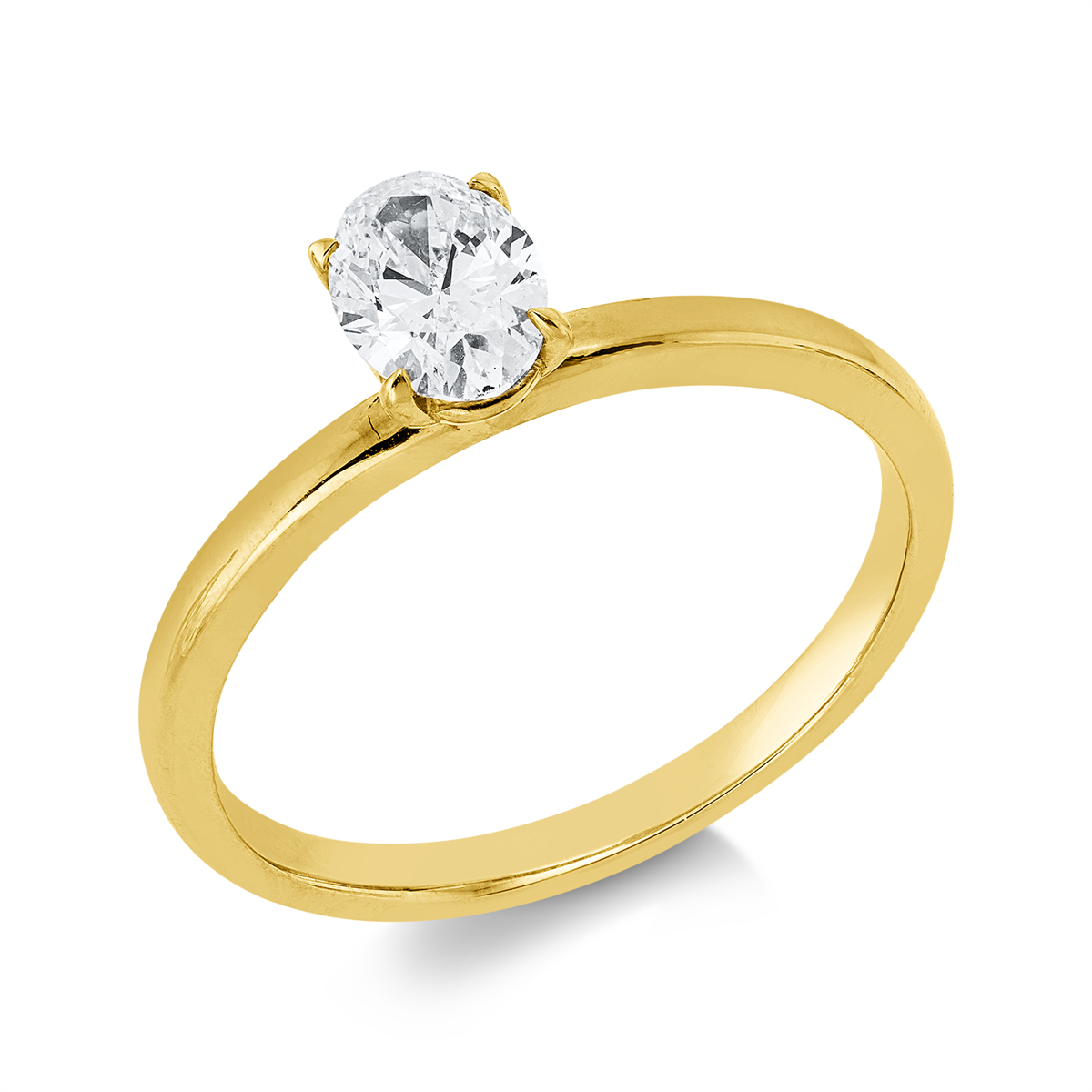 Solitaire Ring 4er-Krappe 18kt Gelbgold mit 0,52ct Diamanten
