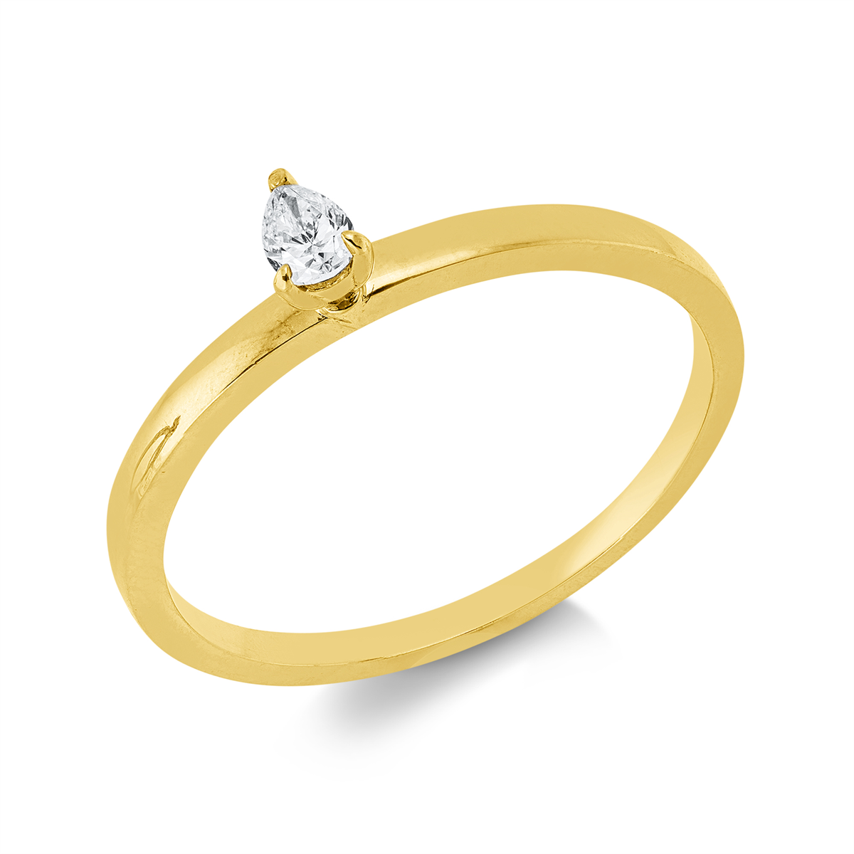 Solitaire Ring 3er-Krappe 18kt Gelbgold mit 0,09ct Diamanten