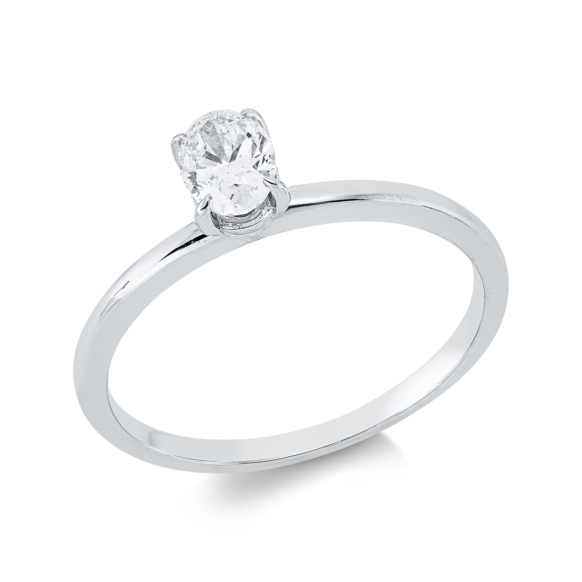 Solitaire Ring 4er-Krappe 18kt Weißgold mit 0,39ct Diamanten
