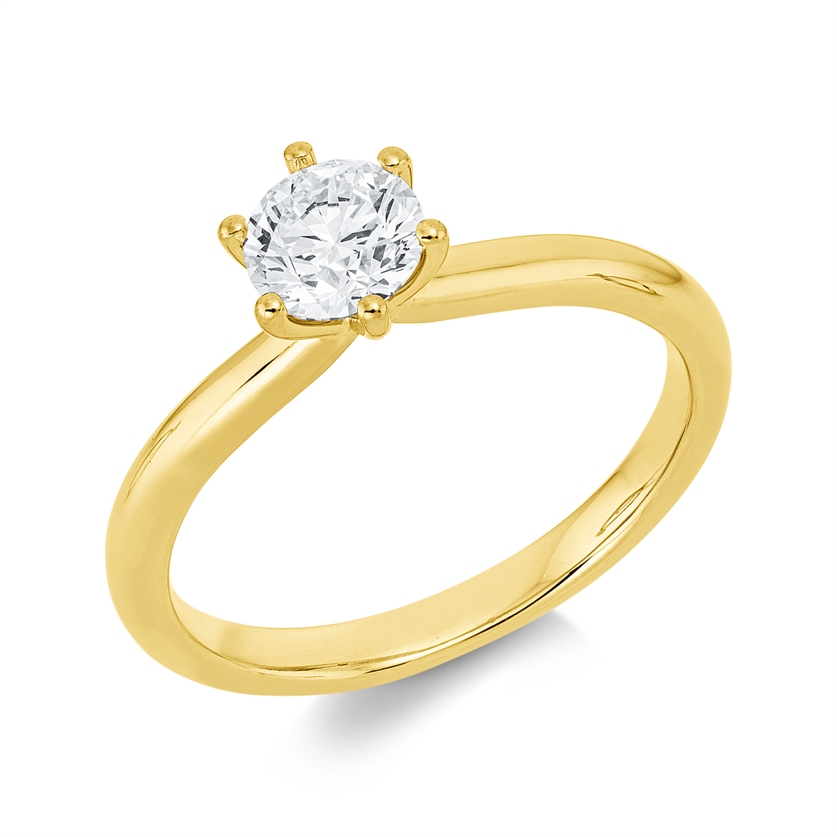Solitaire Ring 6er-Krappe 18kt Gelbgold GIA7538474174 mit 0,70ct Diamanten