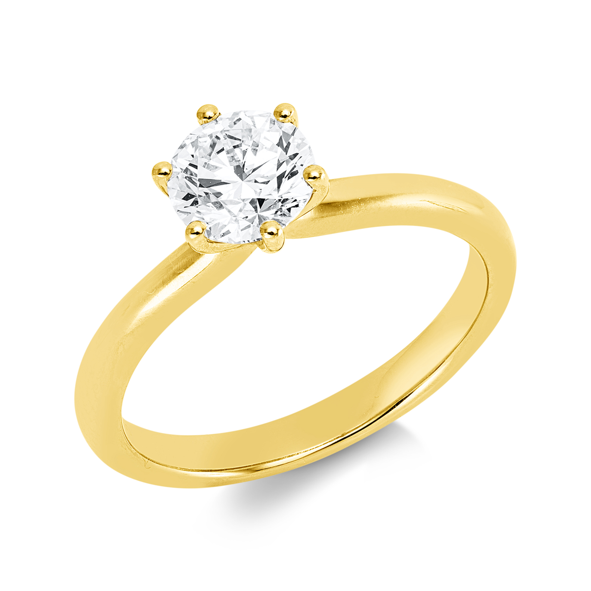 Solitaire Ring 6er-Krappe 18kt Gelbgold GIA 6532482164 mit 1,00ct Diamanten