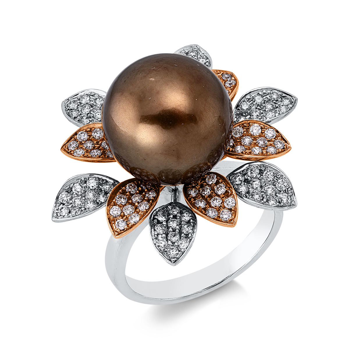 Ring  18kt Weißgold / Rotgold mit 0,72ct Diamanten