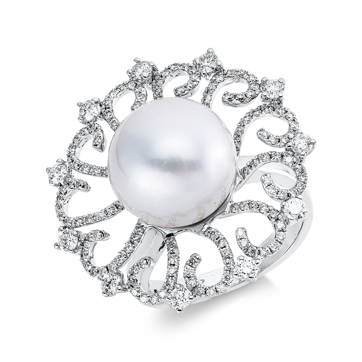 Ring  18kt Weißgold mit 0,97ct Diamanten