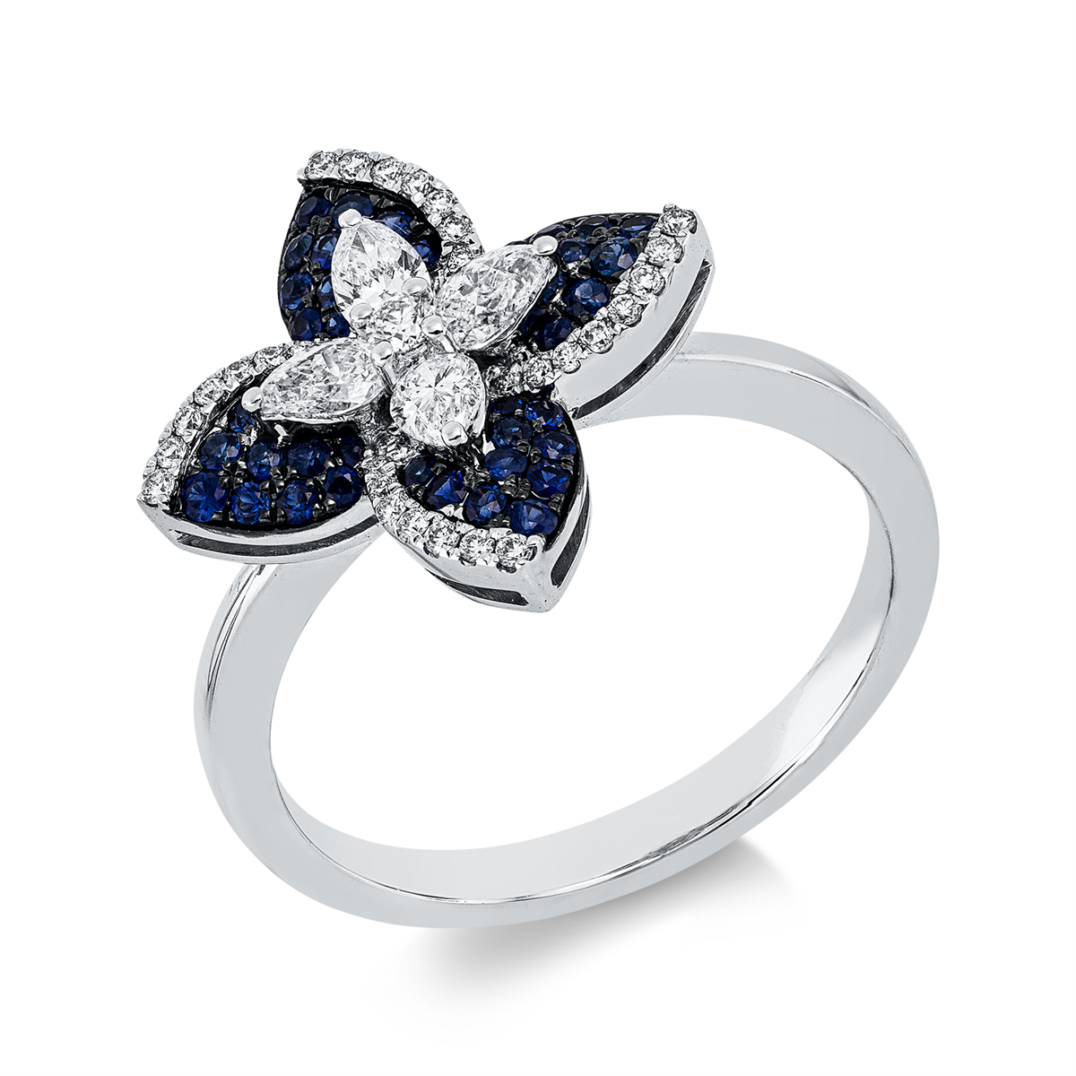 Ring 18 kt WG, Fassung schwarz rhodiniert