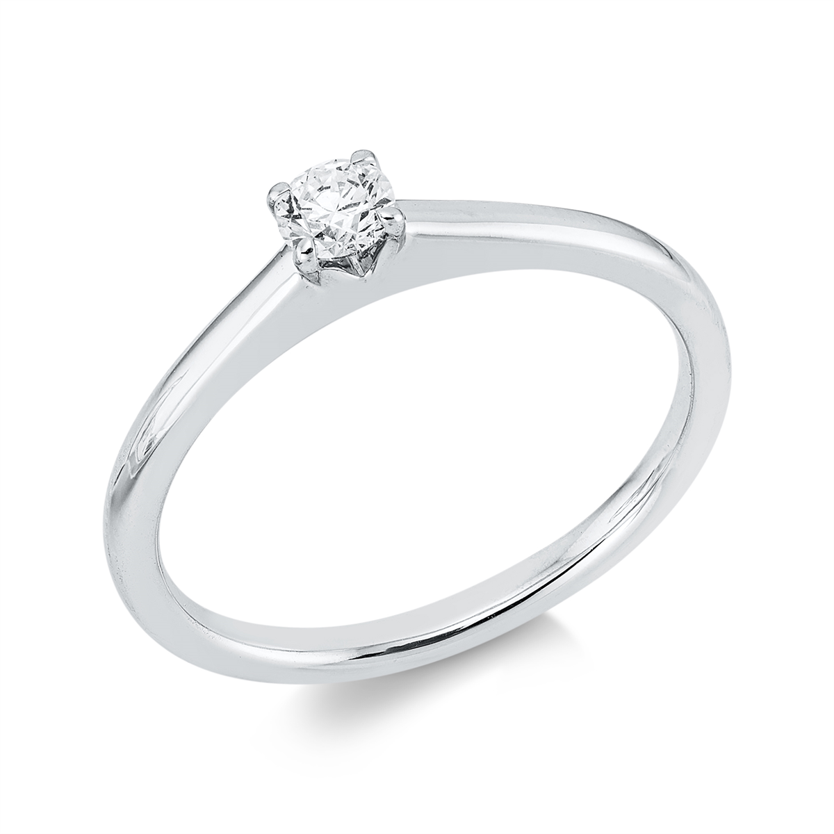 Solitaire Ring 4er-Krappe 18kt Weißgold mit 0,18ct Diamanten