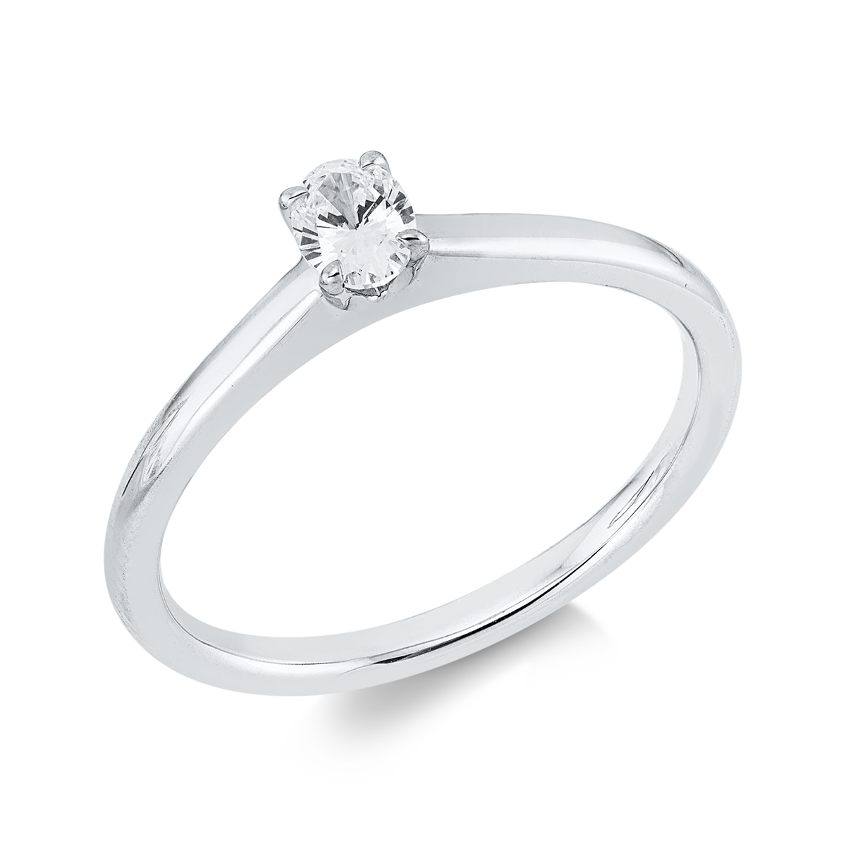 Solitaire Ring 4er-Krappe 18kt Weißgold mit 0,23ct Diamanten