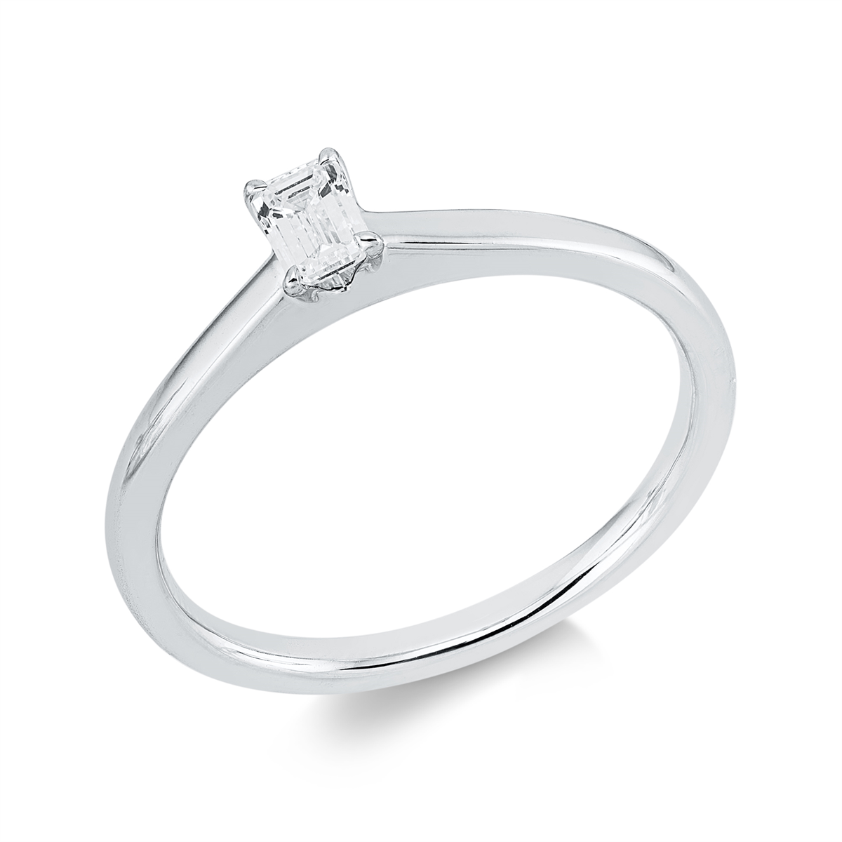 Solitaire Ring 4er-Krappe 18kt Weißgold mit 0,21ct Diamanten