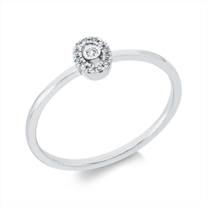 Ring 18 kt GG, Fassung rhodiniert