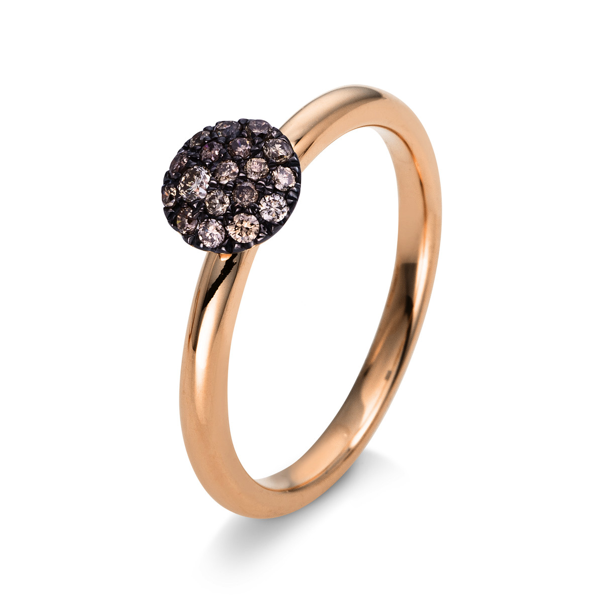 Pavé Ring  14kt Rotgold Fassung schwarz rhodiniert mit 0,19ct Diamanten