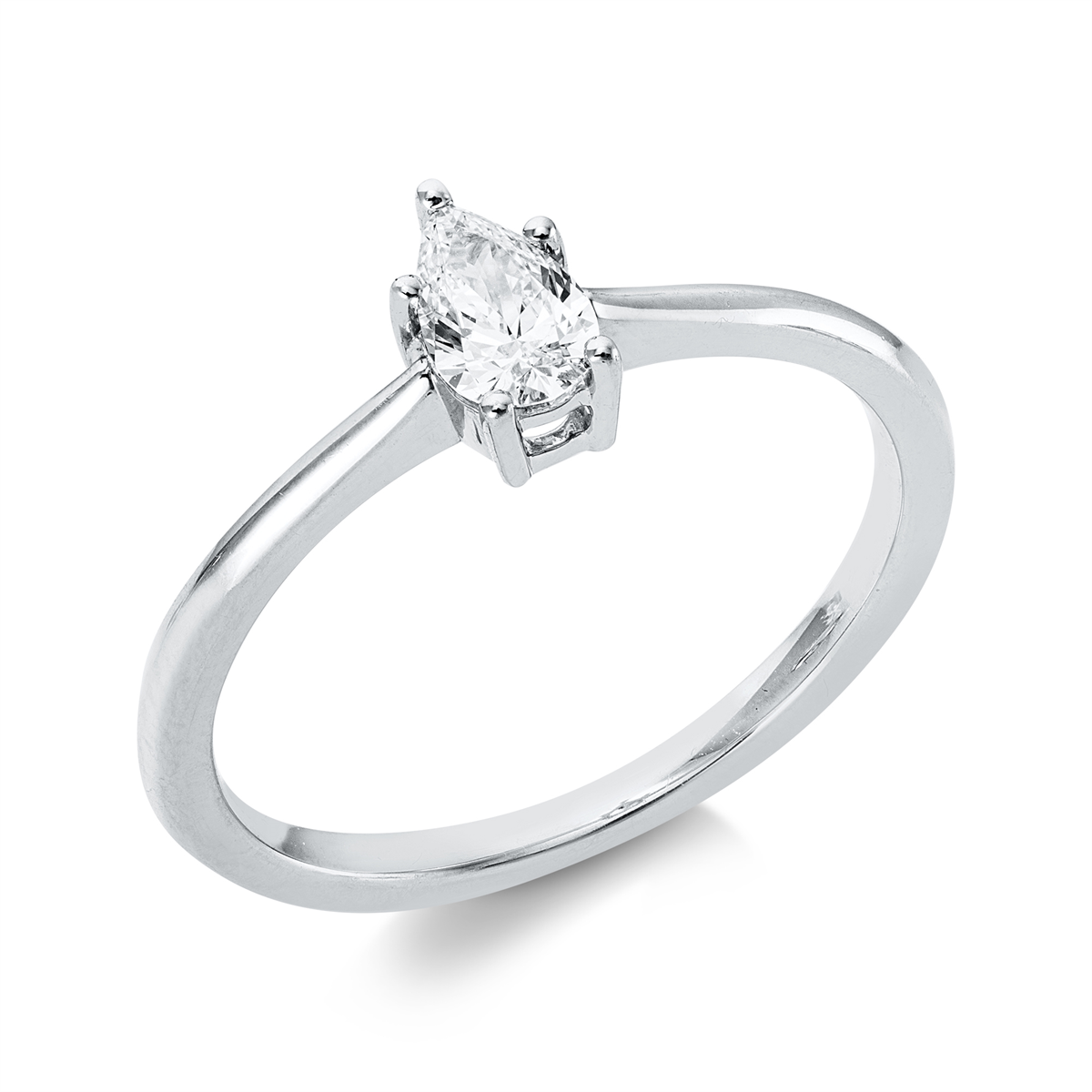 Solitaire Ring 4er-Krappe 18kt Weißgold Platin 950 90130202 mit 0,30ct Diamanten