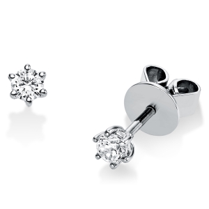 Solitaire Ohrstecker 6er-Krappe 18kt Weißgold mit 0,25ct Diamanten