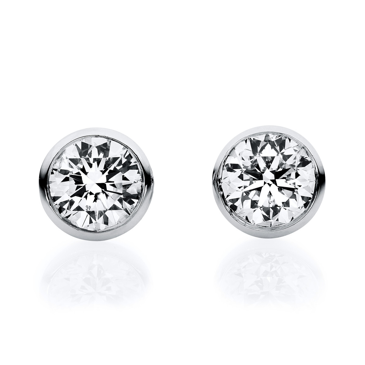 Solitaire Ohrstecker Zarge 18kt Weißgold GIA7491777690+GIA7493705681 V-Zarge mit 0,75ct Diamanten