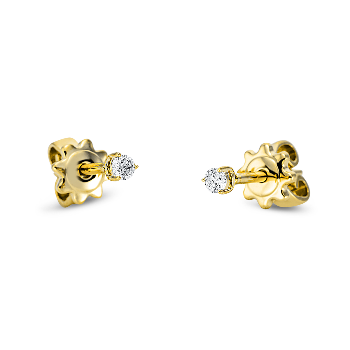 Solitaire Ohrstecker 3er-Krappe 18kt Gelbgold mit 0,06ct Diamanten