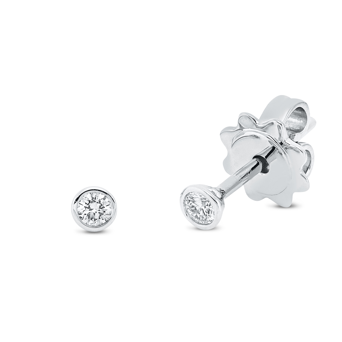 Solitaire Ohrstecker Zarge 18kt Weißgold mit 0,10ct Diamanten