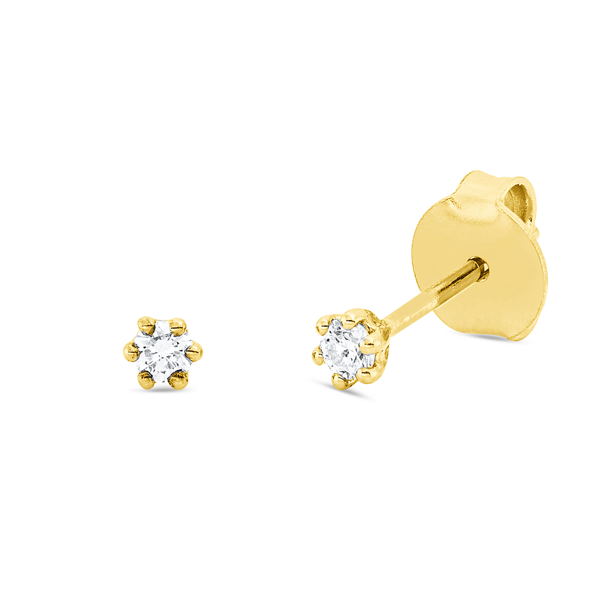 Solitaire Ohrstecker 6er-Krappe 18kt Gelbgold mit 0,10ct Diamanten