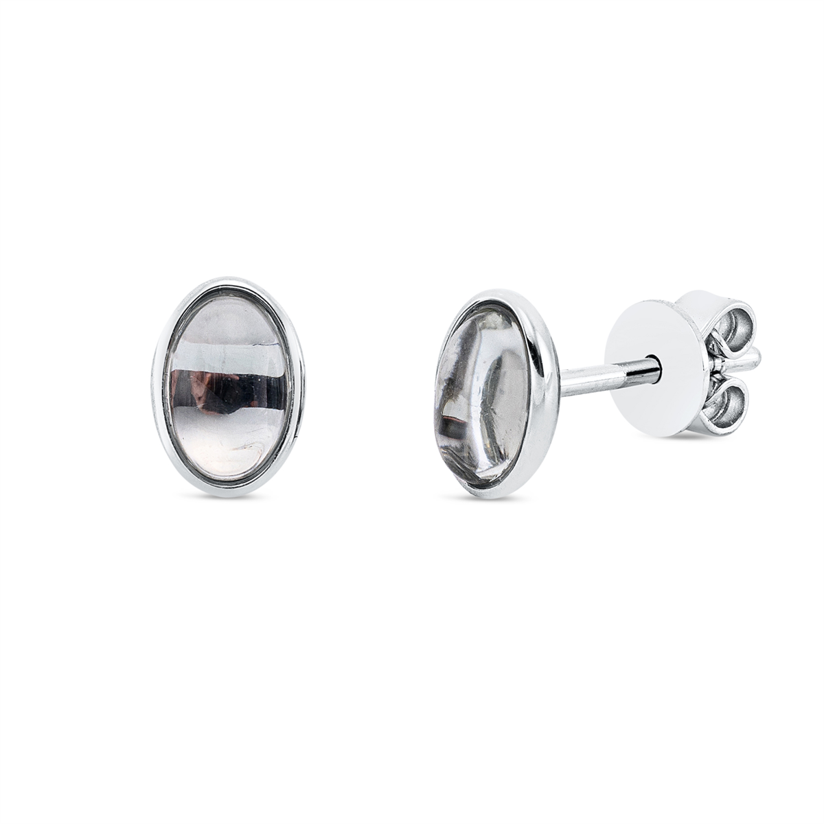 Ohrstecker Zarge 18 kt WG Oval