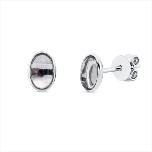 Ohrstecker Zarge 18 kt WG Oval