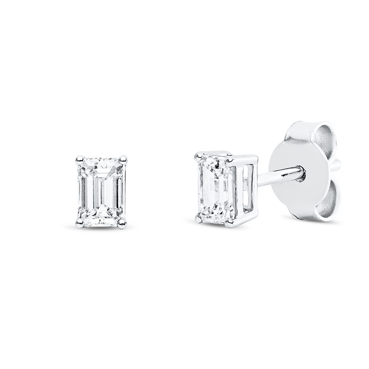 Solitaire Ohrstecker 4er-Krappe 18kt Weißgold GIA 1527712914, GIA 7528723826 mit 0,62ct Diamanten