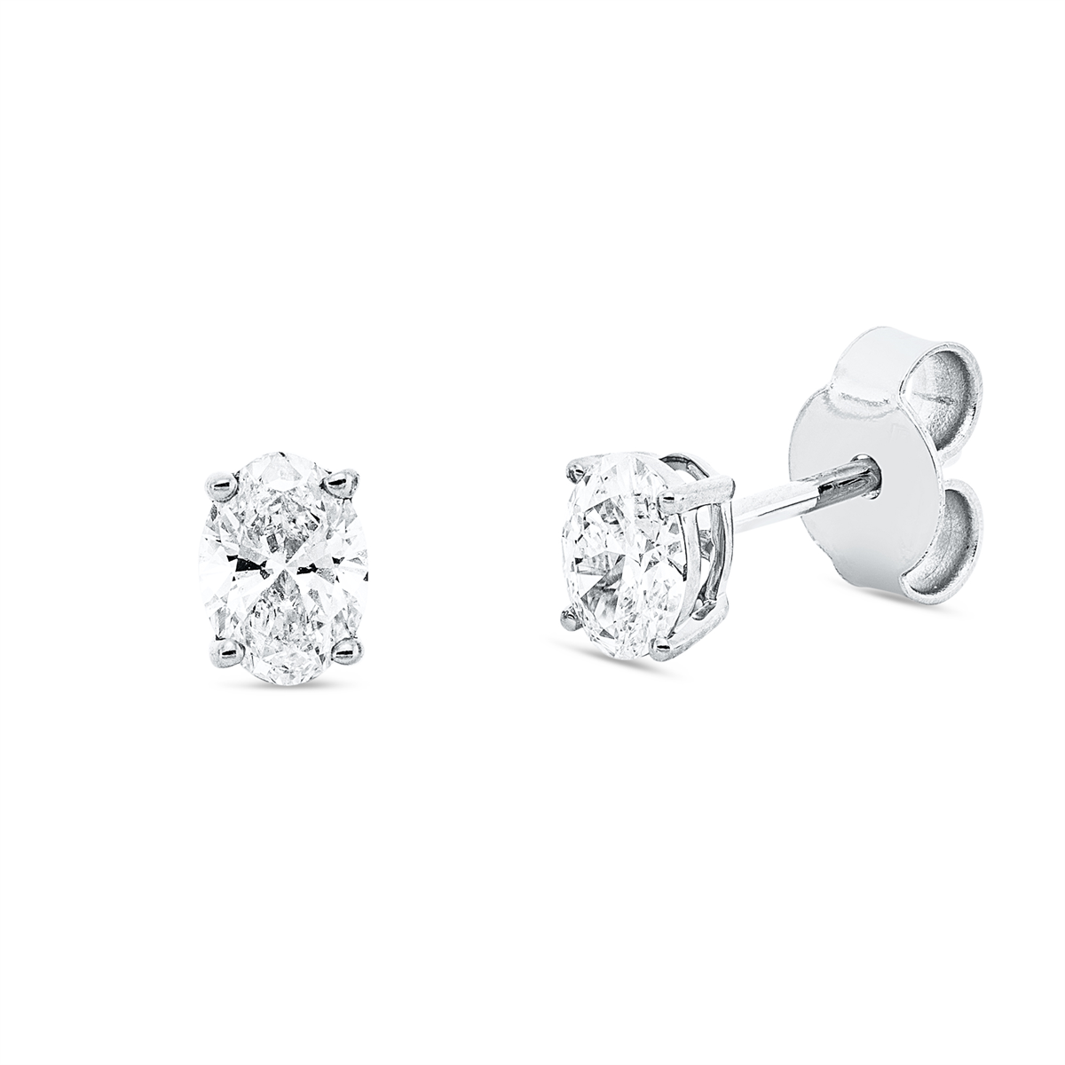 Solitaire Ohrstecker 4er-Krappe 18kt Weißgold GIA 1529768495, GIA 6522350965 mit 0,61ct Diamanten