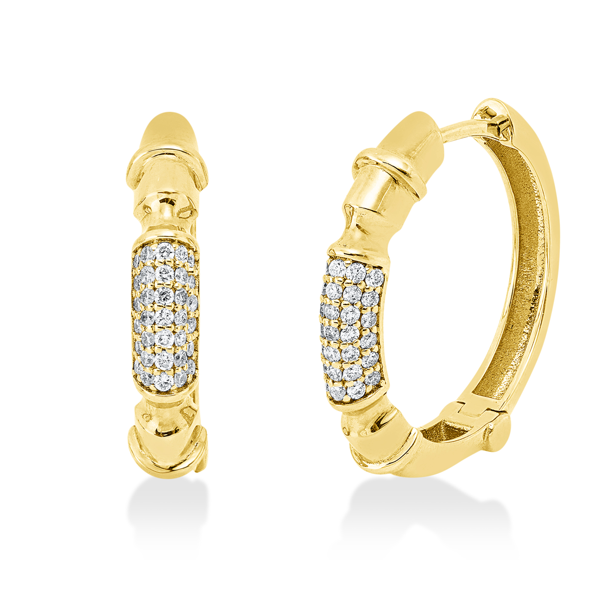 Pavé Creolen  14kt Gelbgold mit 0,32ct Diamanten