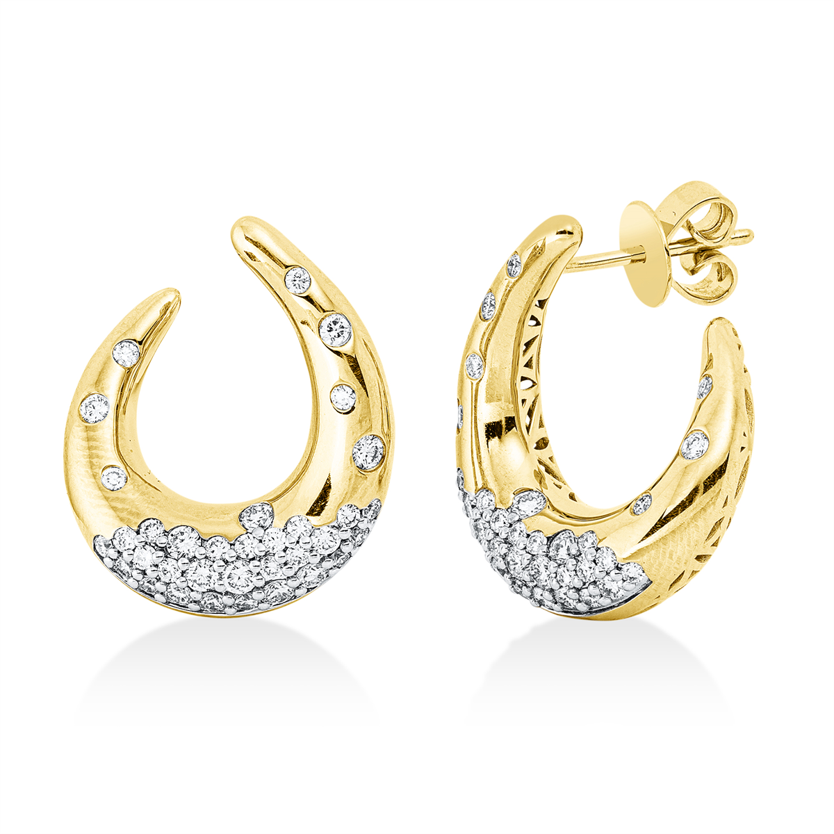 Pavé Ohrstecker  14kt Gelbgold / Weißgold mit 0,81ct Diamanten