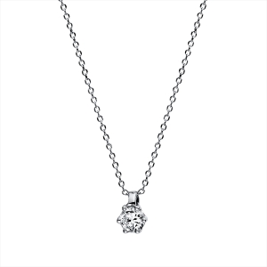 Solitaire Collier 6er-Krappe 14kt Weißgold mit 0,10ct Diamanten