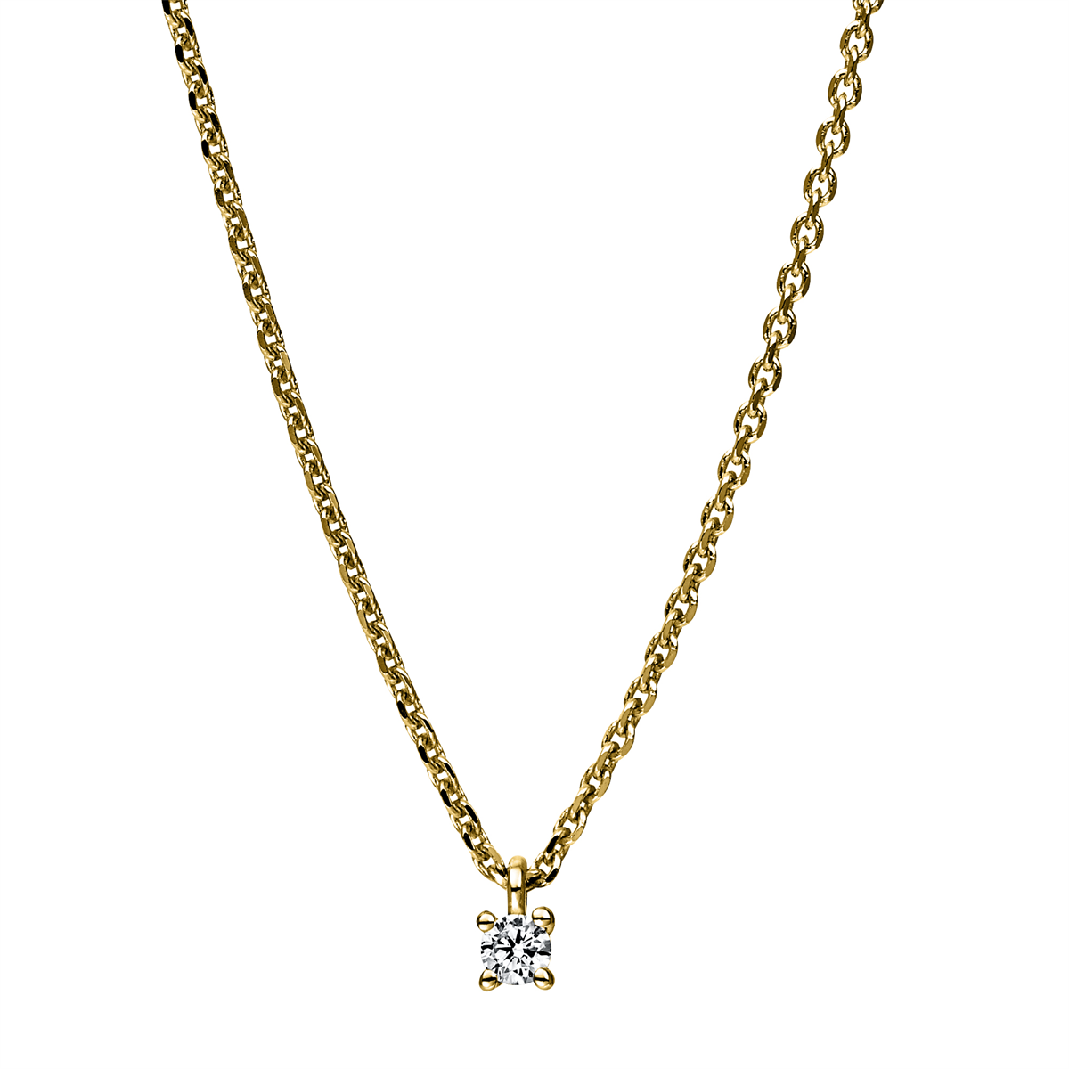 Solitaire Collier 4er-Krappe 14kt Gelbgold mit 0,05ct Diamanten