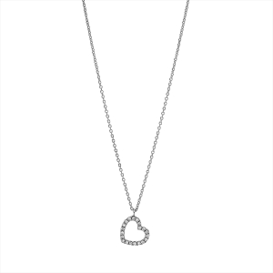 Collier 18 kt WG Herz, mit ZÖ 40cm ,42 cm