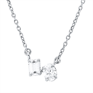 Collier 18 kt WG, mit ZÖ 40 cm + 42 cm