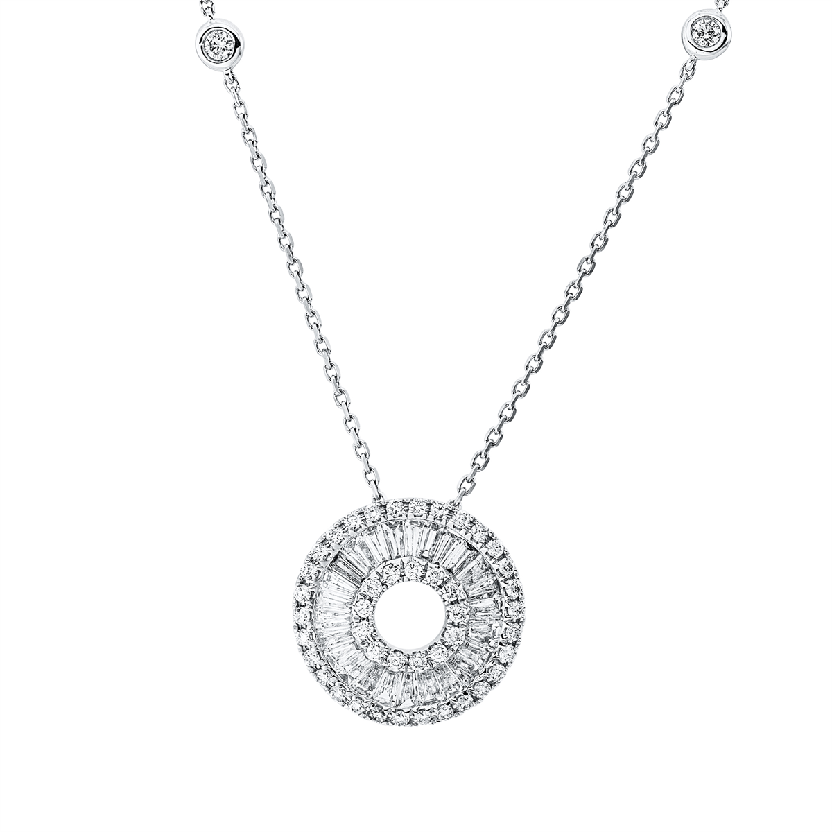 Collier 18 kt WG Kreis, mit ZÖ 40 cm + 43 cm