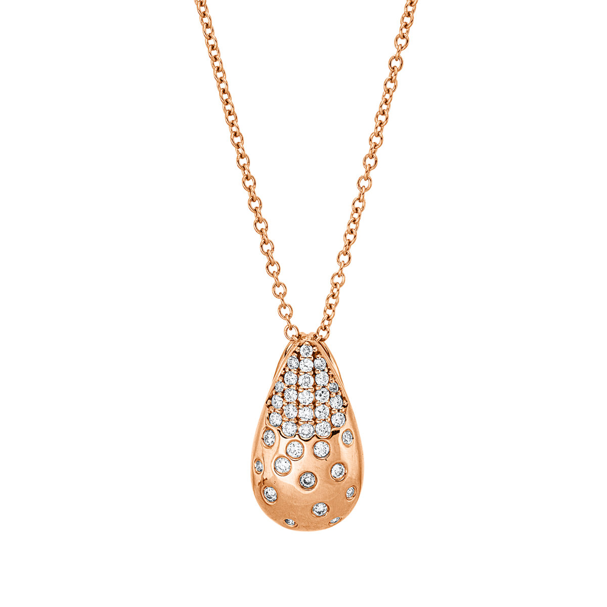 Pavé Collier  18kt Rotgold mit ZÖ 40 cm + 43 cm mit 0,24ct Diamanten