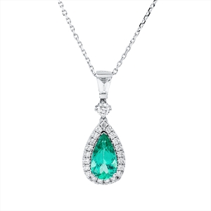 Collier 18 kt WG, mit ZÖ 40 cm + 43 cm