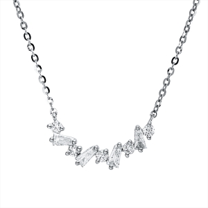 Collier 18 kt WG, mit ZÖ 40 cm + 42,5 cm