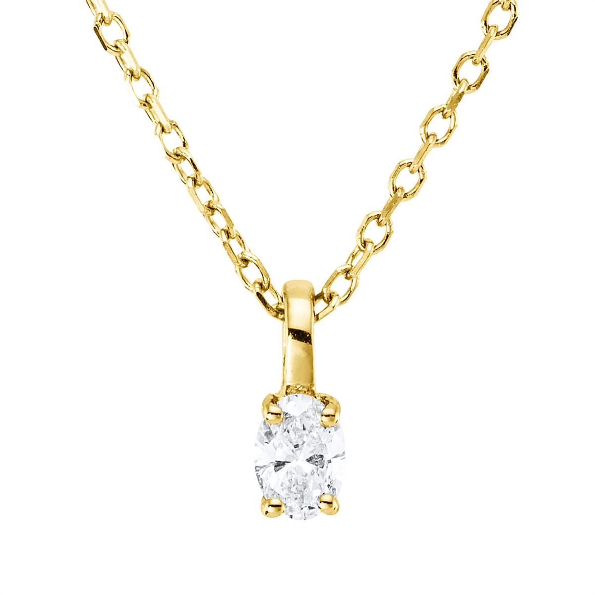 Solitaire Collier 4er-Krappe 18kt Gelbgold mit ZÖ 43 cm mit 0,11ct Diamanten