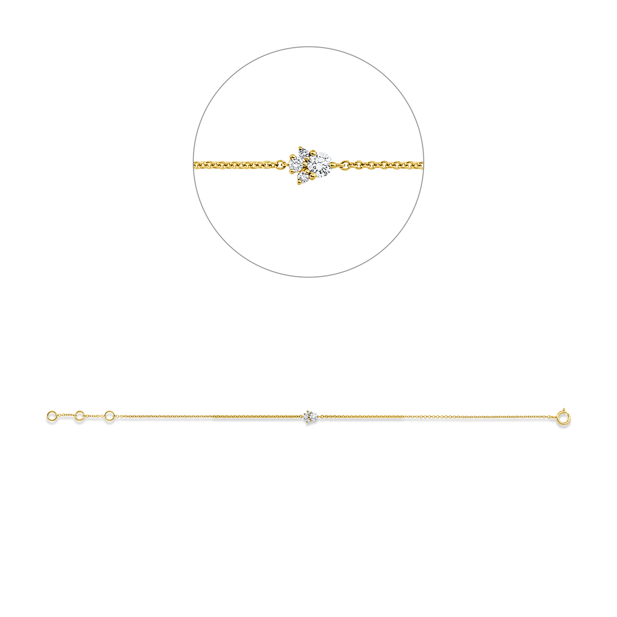 Armband 18 kt GG, mit ZÖ 15,5 cm + 16,5 cm
