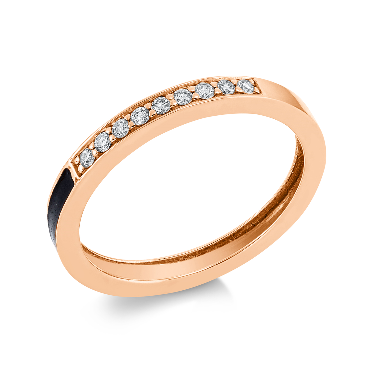 Memoire halb Ring  18kt Rotgold mit Farbstein