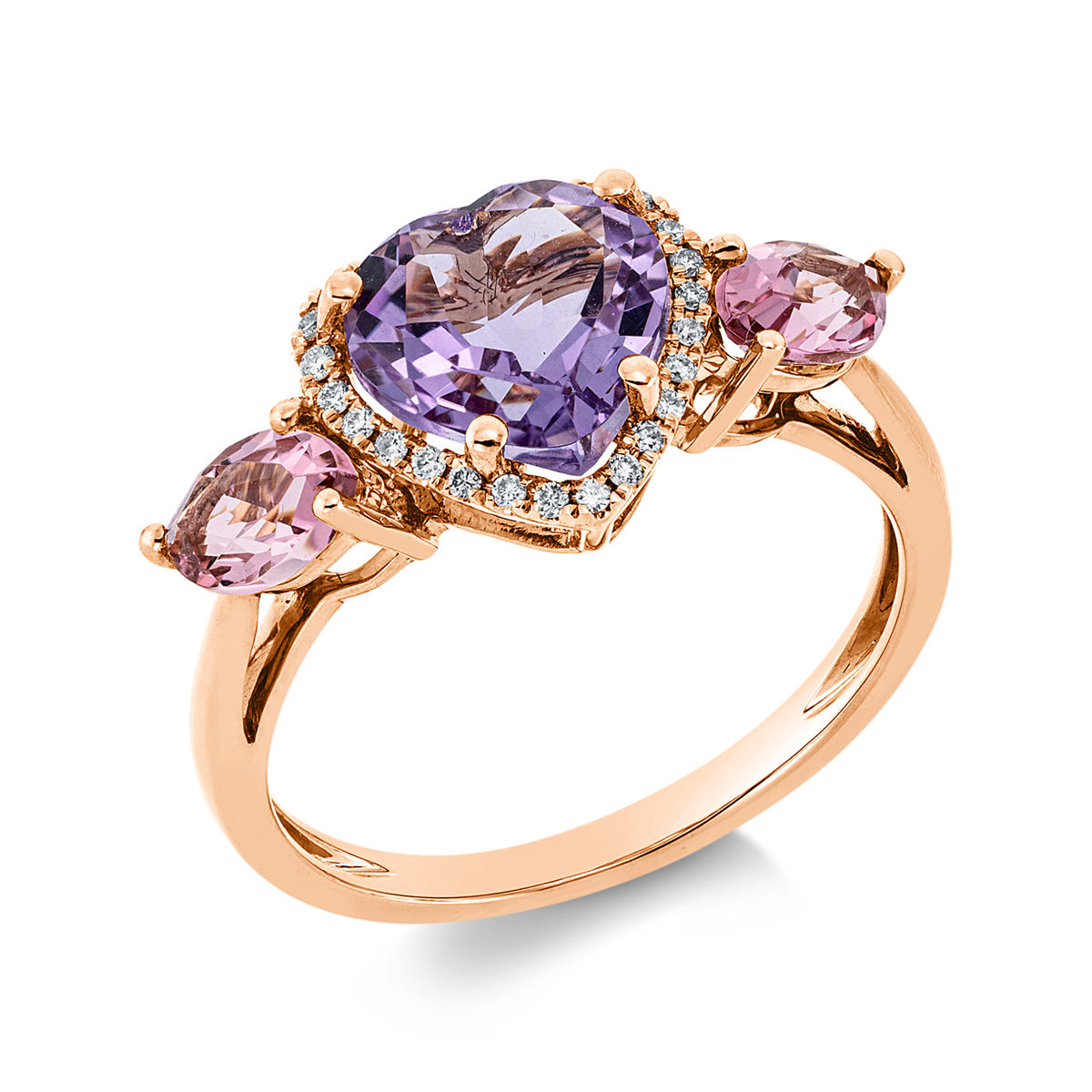 Ring 3er-Krappe 18 kt RG Herz