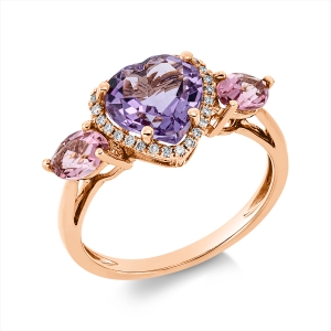 Ring 3er-Krappe 18 kt RG Herz