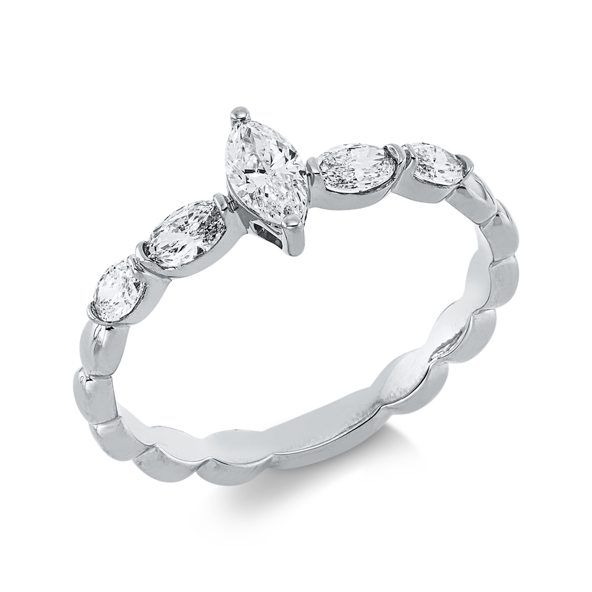 Solitaire Ring  18kt Weißgold mit 0,48ct Diamanten