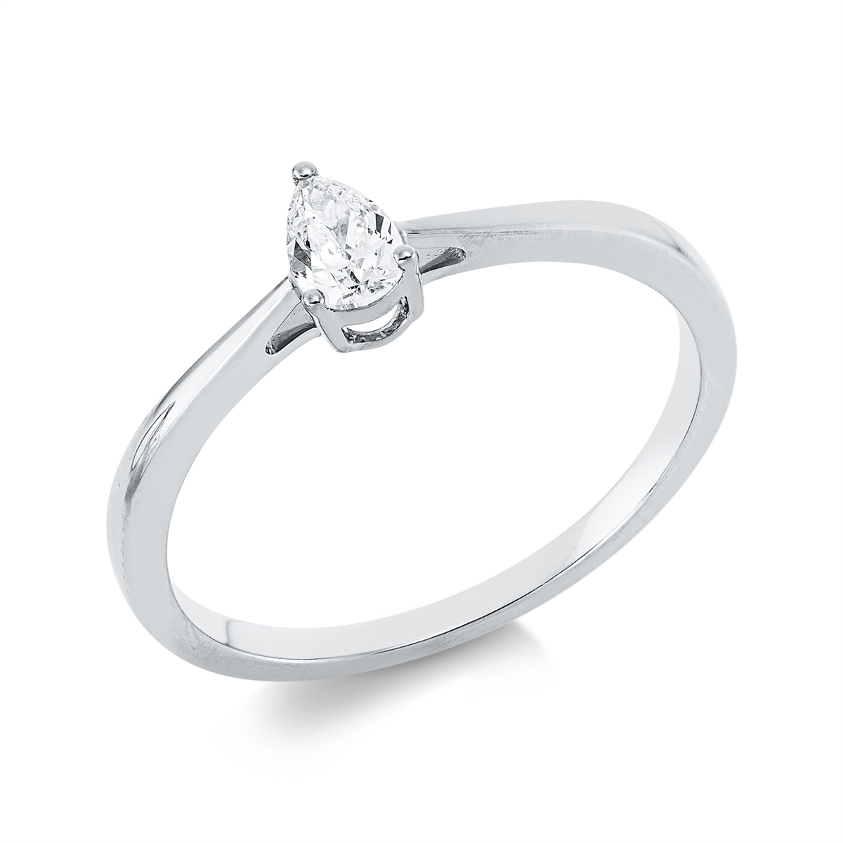 Solitaire Ring 3er-Krappe 18kt Weißgold mit 0,20ct Diamanten