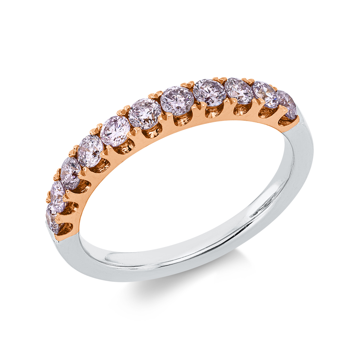 Memoire halb Ring  18kt Weißgold / Rotgold mit 0,64ct Diamanten