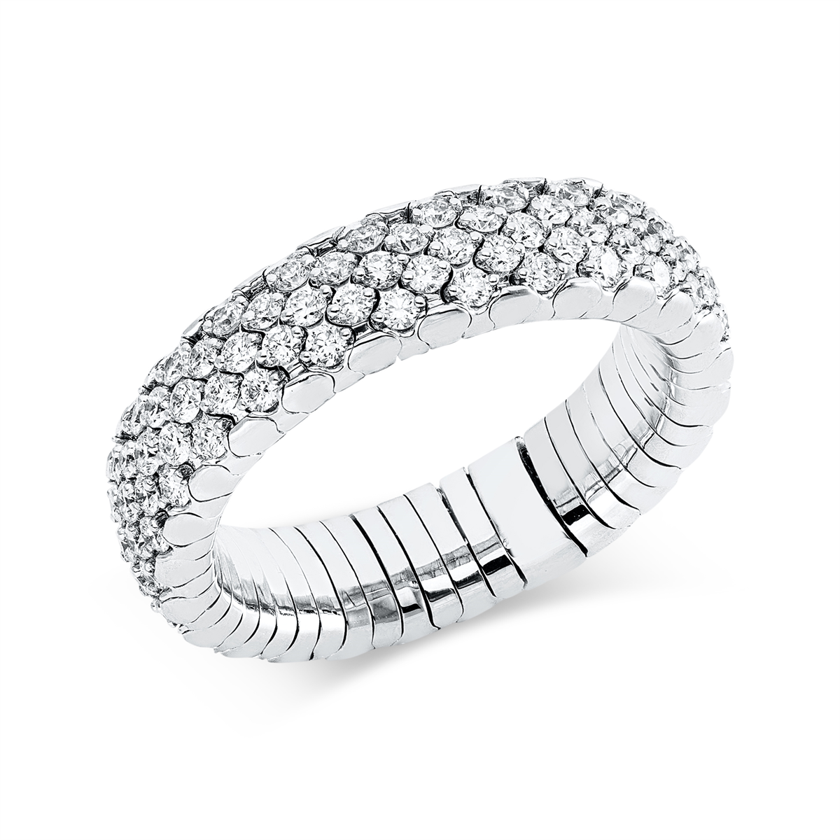 Ring 18 kt WG, Flex-Band, variabel, rhodinier
