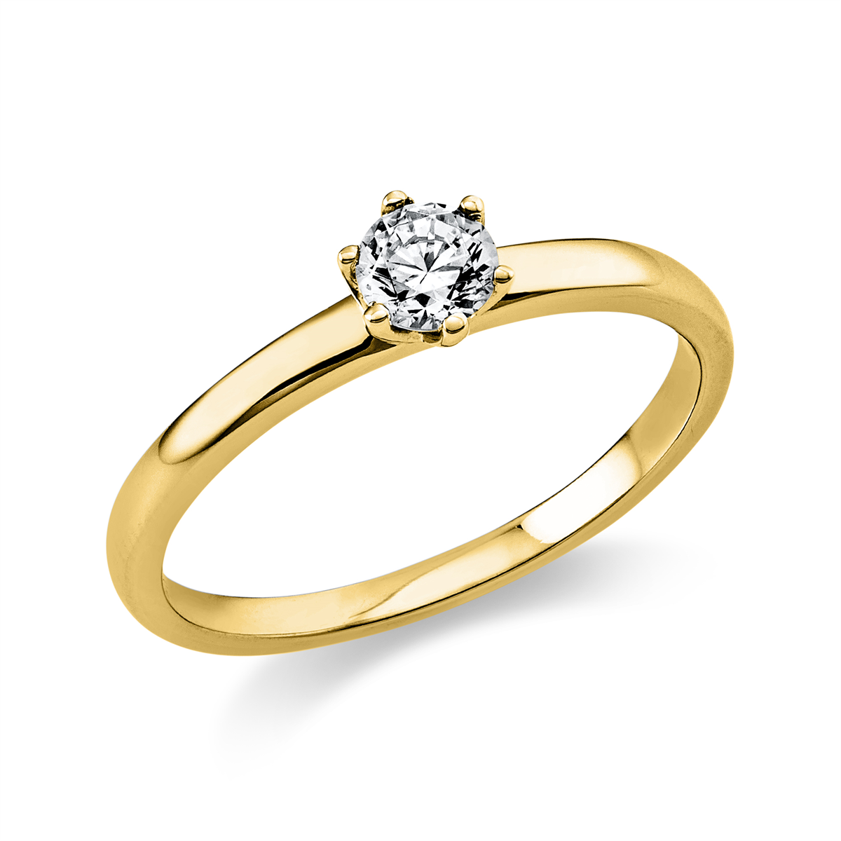 Solitaire Ring 6er-Krappe 14kt Gelbgold mit 0,25ct Diamanten