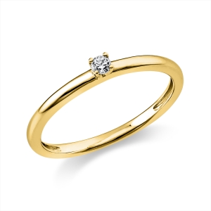 Solitaire Ring 4er-Krappe 14kt Gelbgold mit 0,05ct Diamanten