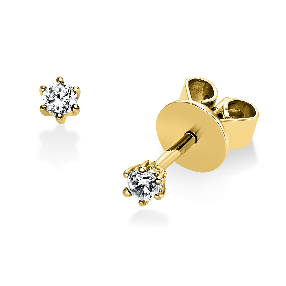 Solitaire Ohrstecker 6er-Krappe 14kt Gelbgold mit 0,10ct Diamanten
