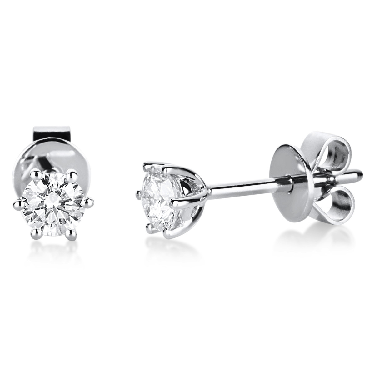 Solitaire Ohrstecker 6er-Krappe 14kt Weißgold mit 0,35ct Diamanten
