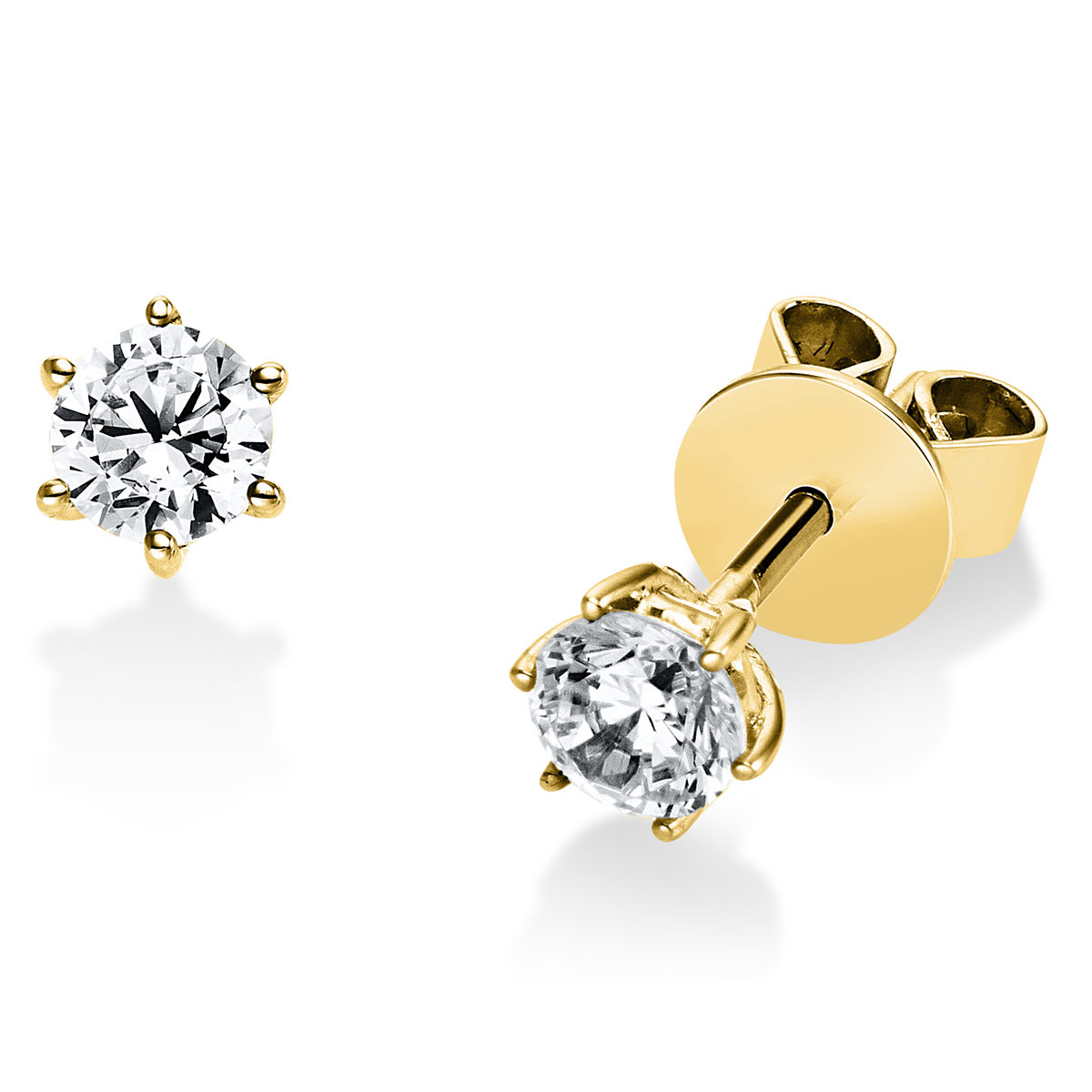 Solitaire Ohrstecker 6er-Krappe 14kt Gelbgold mit 0,50ct Diamanten