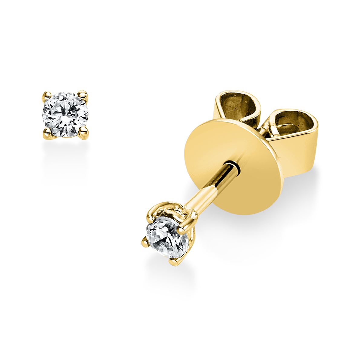 Solitaire Ohrstecker 4er-Krappe 14kt Gelbgold mit 0,10ct Diamanten
