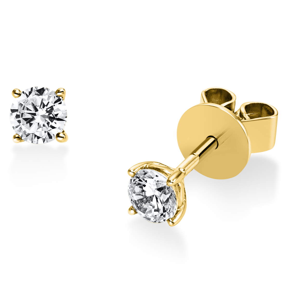 Solitaire Ohrstecker 4er-Krappe 14kt Gelbgold mit 0,40ct Diamanten